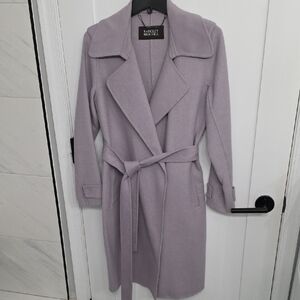 NWOT Badgley Mischka Lavender Belted Wool-blend Coat